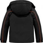 Black Boy's Waterproof Ski Jacket Fleece Winter Outdoor Snow Coat Hooded Raincoats